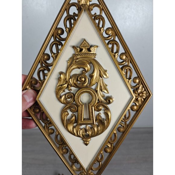 Vintage Syroco Gold Diamond Wall Plaques Neoclassical 4271 MCM Decor Set of 4 - Picture 4 of 9